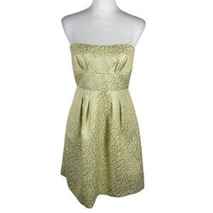 BCBG Max Azria Strapless Cocktail Dress Women's 6 Yellow Back Zipper Pleated